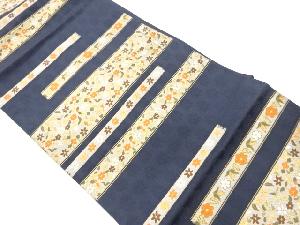 横段に花唐草模様織出し名古屋帯